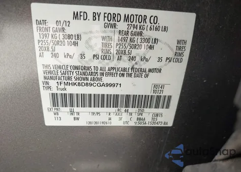 2012 Ford Explorer Xlt from USA, damaged, VIN 1FMHK8D89CGA99971